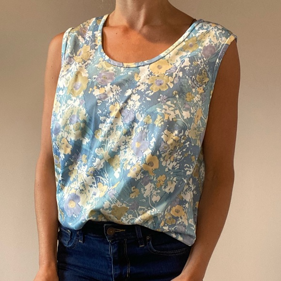 Cute Blue/Yellow Floral Tank Top - Picture 1 of 6